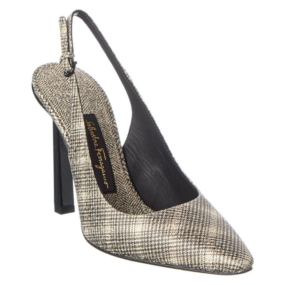 Ferragamo Slingback 100 Canvas Pump, Black